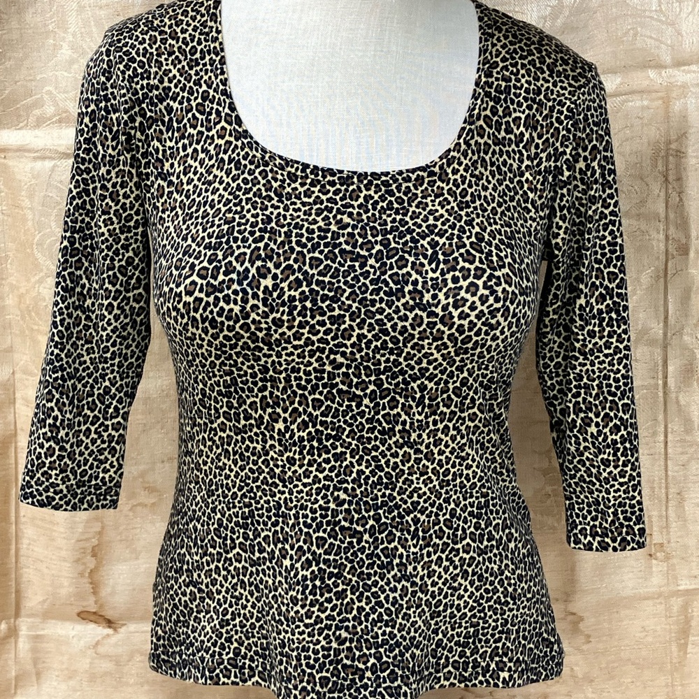 Sexy Leopard Print 3/4 Sleeve Top